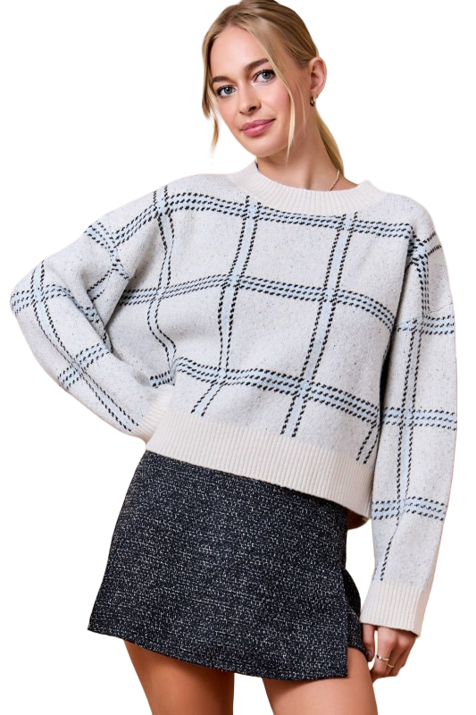 City Stroll Check Sweater