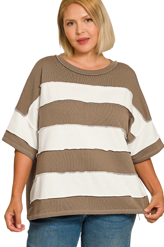 Mocha Stripe Oversized Top