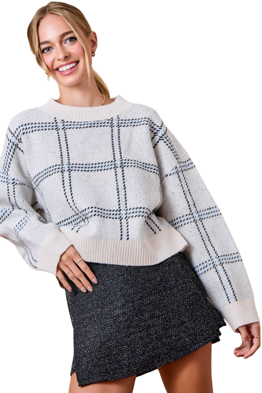 City Stroll Check Sweater