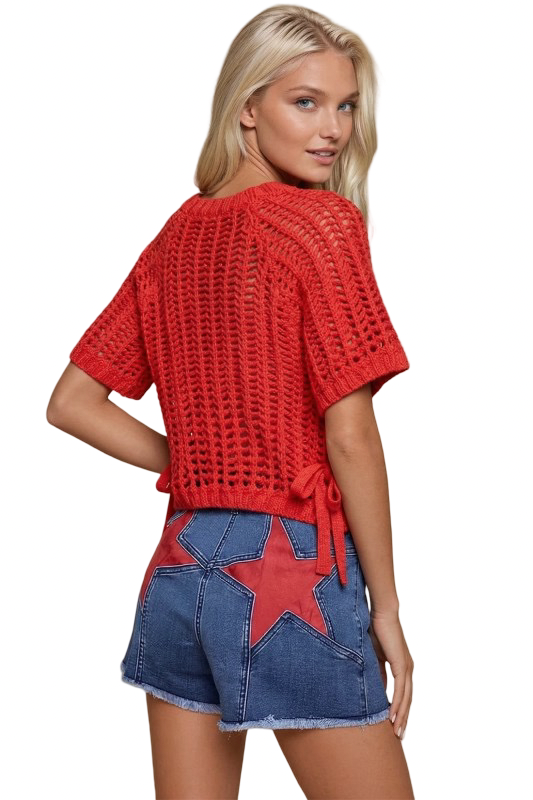 Red Knit Sweater Top