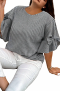 Black Bow Stripe Short Plus Size