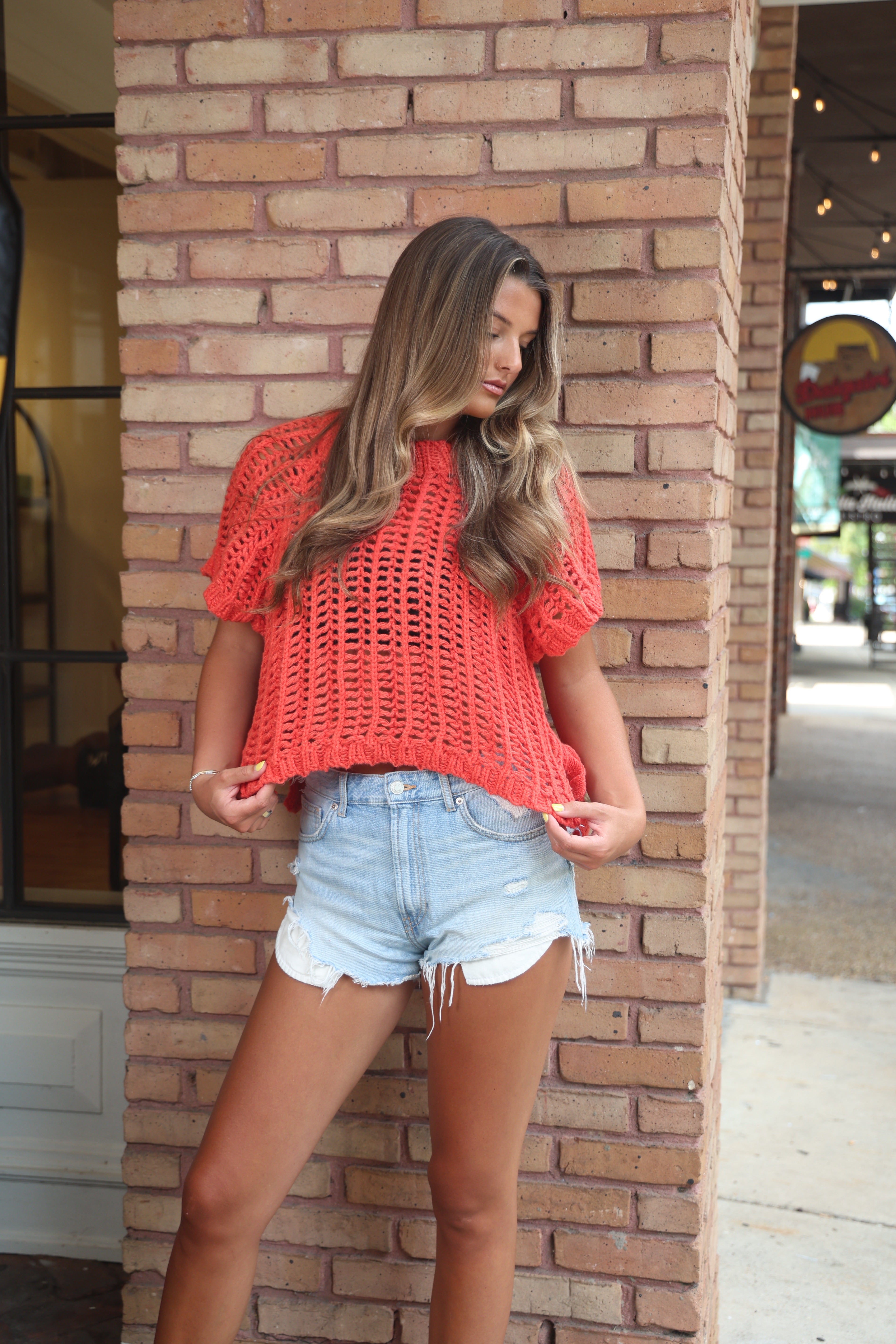 Red Knit Sweater Top