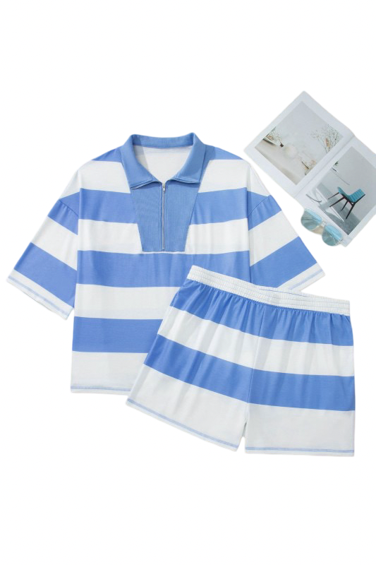 Sky Blue Stripe Plus Size