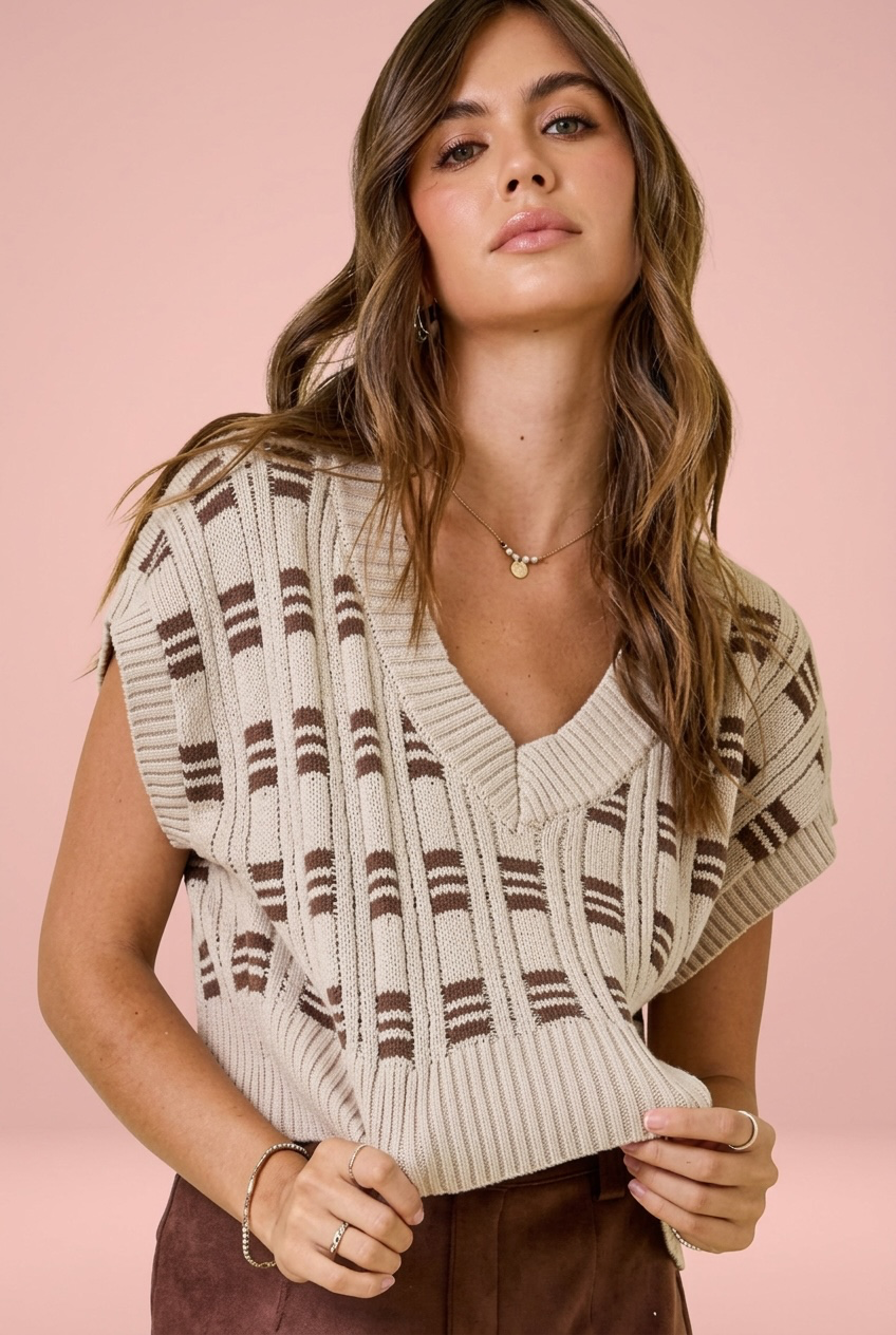 Latte Stripe Sweater Vest