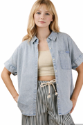 Shambray Oversized T-Shirt Top