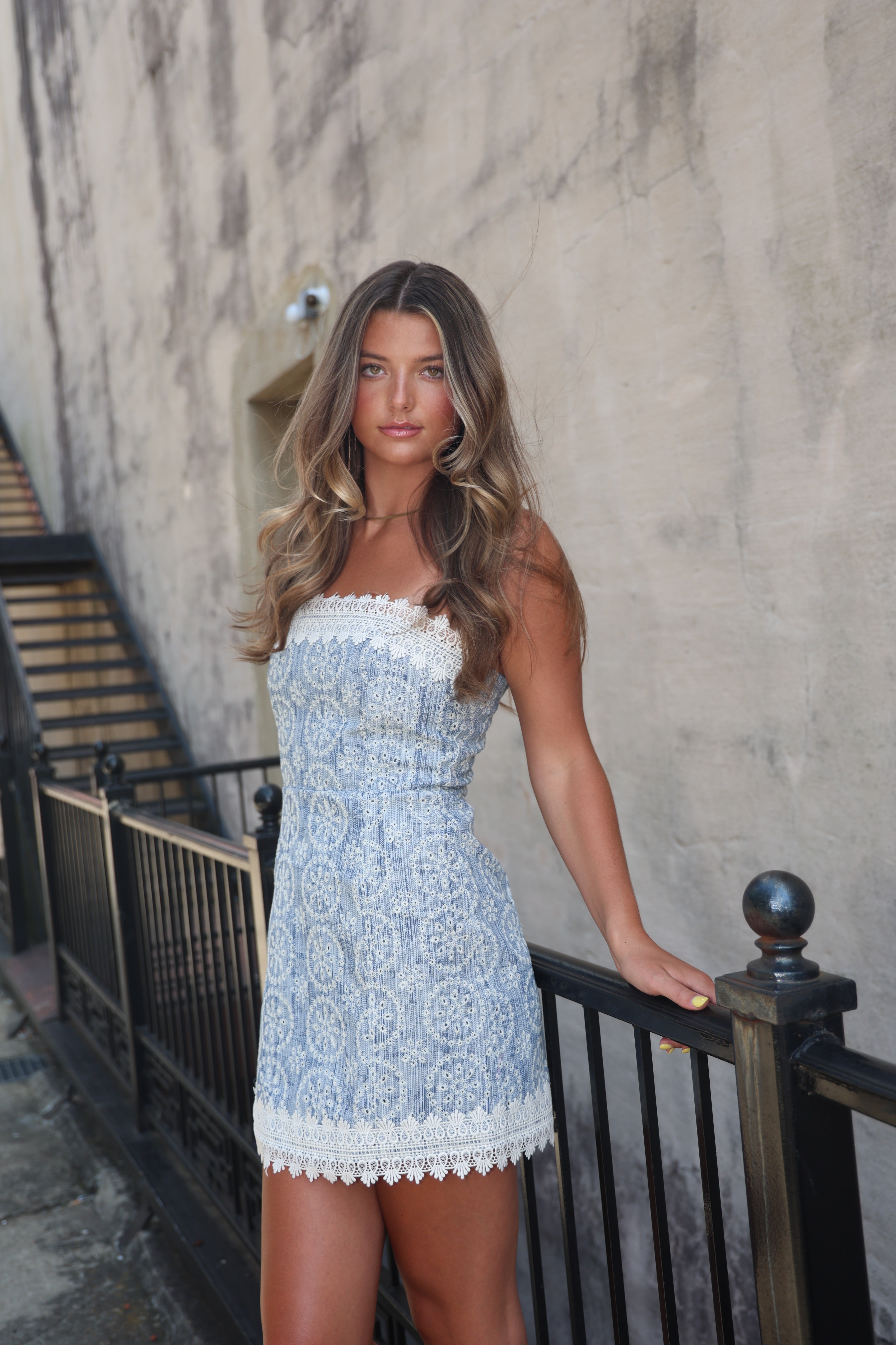 Blue Belle Lace Mini Dress